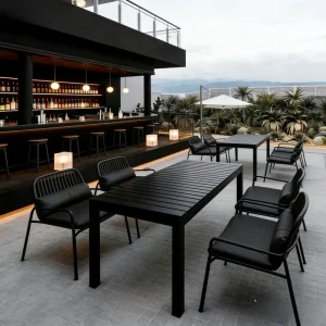 Mountain Wilderness Style Aluminum Alloy Customizable Outdoor Caf Restaurant Bar Hotel Homestay Courtyard Terrace Seating Set