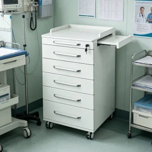 Movable Dental Lab Cabinet Side Sliding Shelf 5 Drawer Lockable Tool Organizer Trolley Featuring 150KG Load Capacity Silent