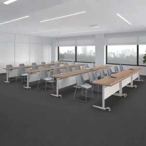 Movable Folding Conference Table with Wheels Modular Design Wood+Steel Construction for Office School Hotel Meeting Rooms Use