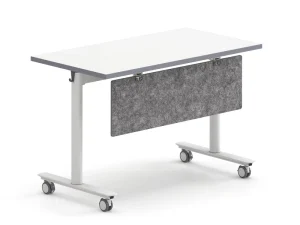 Movable Folding Table with Casters Rolling Portable Foldable Training Desk Space Saving Classroom Desk Metal Table Frame Office