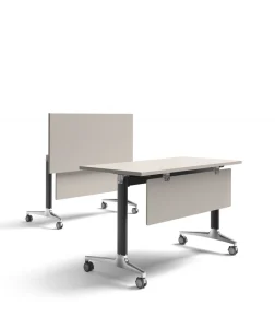 Movable Folding Table with Casters Rolling Portable Foldable Training Desk Space Saving Home Office Foldable Desk Metal Table