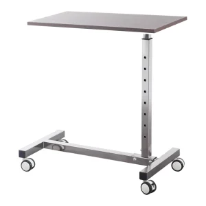 Movable Height Adjustable Hospital Furniture 201SS Wooden Overbed Table