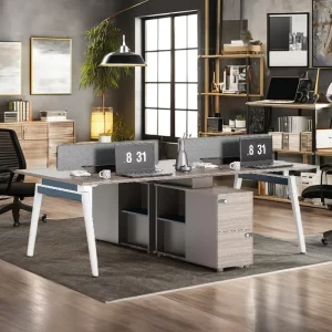 Movable Modular Workstation Wood Office Desk Computer Table Office Partition Extendable Staff Desks