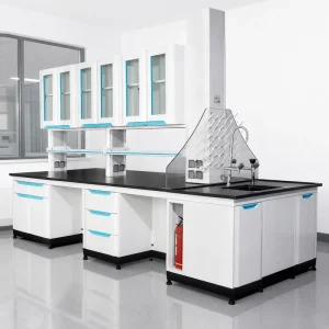 Multi Function All Steel Central Control Console Industrial Grade Lab Workstation with Power Outlets and Sink