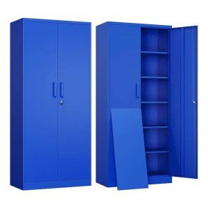 Multi Function Steel File Cabinet with Lockable Drawer 2 Doors 5 Adjustable Shelves Factory Price China Manufacturer