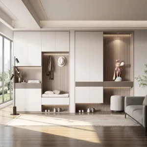 Multi Functional Hallway Shoe Cabinet with Built in Hooks and Display Shelves Premium Organizer Shoe Cabinet