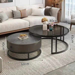 Multi-Functional Nesting Coffee Table Set with Hidden Storage and Dual Tops
