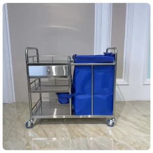 Multi Functional Stainless Steel Hospital Trolley with 4 Castors 1 Drawer Modern Design for Commercial Hospital Clinic Use