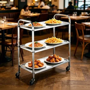 Multi Layer Hotpot Restaurant Kitchen Vegetable Cart Stainless Steel Catering Hotel Food Service Trolley