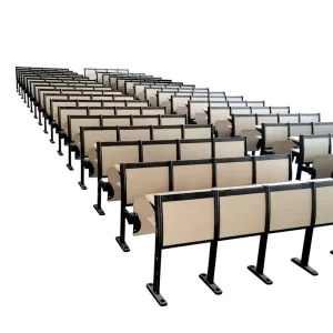 Multi-Media Student Desks Chairs Auditorium Seating Hall Aluminum Alloy Tiered Classroom Row Seating Multi-Seat Benches Wood