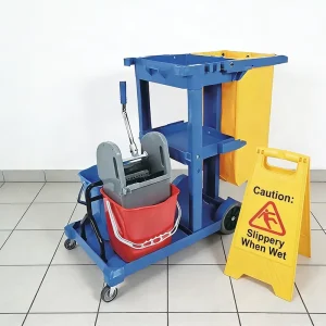 Multi Purpose Trolley with Double Wringer Janitor Cart Vehicle Cleaning Bucket for Restaurant Hotel Room Housekeeping Hospital