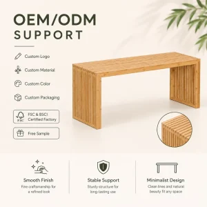 Multi Scene Household Furniture for Dining Room Entryway Living Room Indoor Outdoor Long Bamboo Shoe Changing Bench Stool
