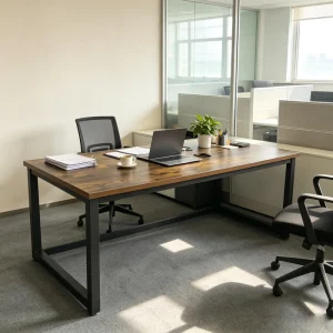 Multi Sizes Stable Steel Frame Office Conference Table Wear Resistant Wood Surface Executive Meeting Desk for Commercial Office