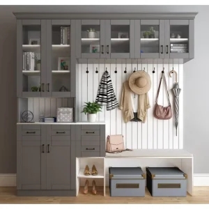 Multi Tone Entry Storage Cabinet Versatile Shoe Rack Coat Hanging Compartment Open Shelf Household Furniture