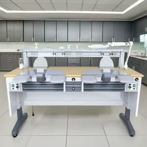 Multi-User Modern Wooden Dental Workstation Desk Metal Working Bench Tables for Hospital School Laboratories Versatile Furniture