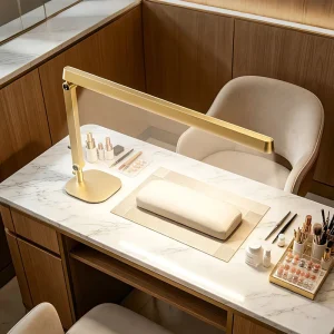 Multi angle Adjustment Nail Desk Manicure Led Lamp L shaped Gold Table Led Tattoo Light Nail Salon Eye Lash Beauty Light