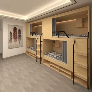 Multi functional Capsule Bunk Bed With USB Charging LED Lights Student Dormitory Bed for University Residences
