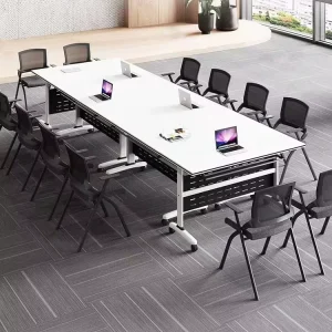 Multi functional Mobile Foldable Staff Training Table Conference Table Student Desk Rectangular Round Combination with Wheels