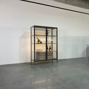 Multi-functional Modern Glass Storage Display Cabinet with 4-Drawer Solid Wood Design Italian Minimalist Wine Cabinet