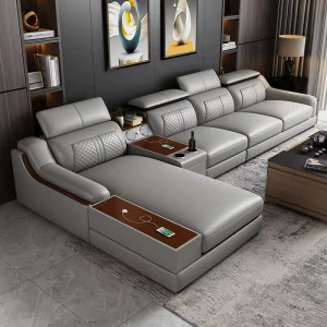 Multi functional Modern l Shaped Sofa Set Living Room Furniture Simple Design Italian Sofa High Quality Living Room Leather Sofa