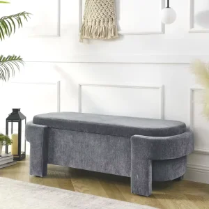 Multi functional Nordic Modern Fabric Upholstered Bench with Large Storage Space for Bedroom and Apartment