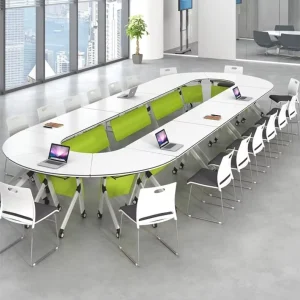 Multi functional Wood Folding Conference Table Detachable Customizable Mobile Long Design for Training & Meeting Rooms