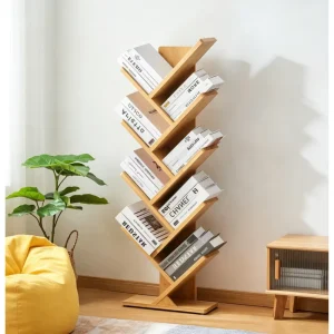 Multi layer Tree Bookshelf Bamboo Floor Standing Bookcase Storage Rack Desk Display Bookshelves For Bedroom Living Room Office