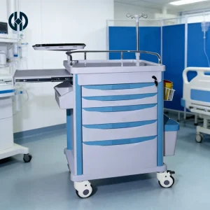 Multi-purpose ABS Medical Trolley Cart with Defibrillation Platform Emergency Trolley for Hospital Clinic