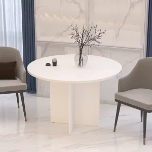 Multi-purpose Round Wood Coffee Table Meeting Desk for Home and Office