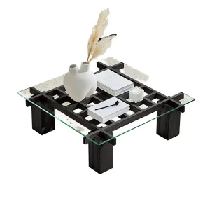 Multicolored Casual Solid Wood Square Modern Coffee Table for Living Room