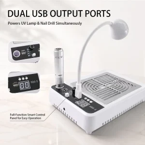 Multifunction 3 in 1 Nail Machine Gel Curing Polishing Dust Collector Removal UV LED Nail Drill Lamp Home Salon Portable