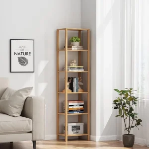 Multifunction 5 Tier Tall Narrow Bookshelf DIY Stackable for Small Spaces Living Room Office Study