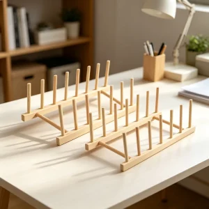Multifunction Bamboo Saucer Cup Drying Rack Kitchen Self Assemble Pot Lid Organizer Storage Holder for Home Office