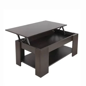 Multifunction Living Room Black Adjustable Extendable Lift Top Convertible MDF Coffee Table to Dining Table