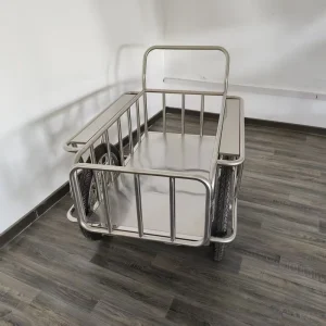 Multifunction Stainless Steel Medical Logistics Trolley Hospital Laundry Cart with Large Wheels for Waste Linen Transport