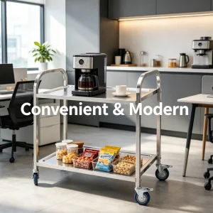 Multifunctional 2-Tier Hand Trolley Integrally Welded Stainless Steel Cart for Catering Room Service