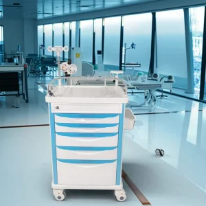 Multifunctional ABS Plastic Metal Construction Emergency Drug Trolley Hospital Furniture for Medical Anaesthesia Wheel Wheeled