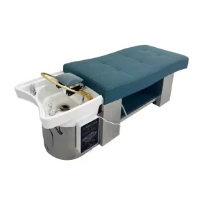 Multifunctional Beauty Center Salon Head Hydrotherapy LED Massage Shampoo Bed Head Spa with Leather Wood Frame