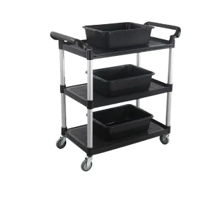 Multifunctional Eco-friendly Plastic Restaurant Utility Trolley Silent Wheels 3-Tier Dining Service Cart