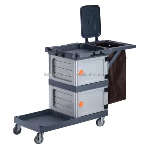Multifunctional European style Cleaning Trolley Cart for Property Management and Hotel Room Service