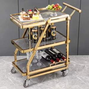 Multifunctional Food Serving Trolley 3 Tier Stainless Steel Shelves Fast Food Restaurant Hotel Smart Service
