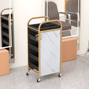 Multifunctional Hair Salon Trolley Mobile Equipment with Metal Frame Rack for Living Room or Barber Shop