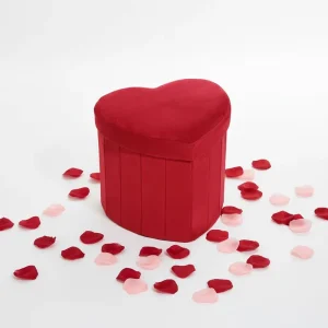 Multifunctional Heart shaped Teddy Fleece Storage Seat with Built in Seating and Folding Function