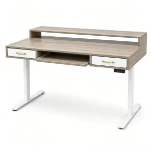 Multifunctional Height Adjustable Standing Desk with Drawers Electric Sit Stand Workstation Table for Home Office Room