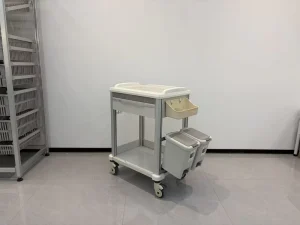 Multifunctional Hospital Nursing Trolley Mobile Medical Treatment Cart with Silent Casters and Adjustable Waste Bins