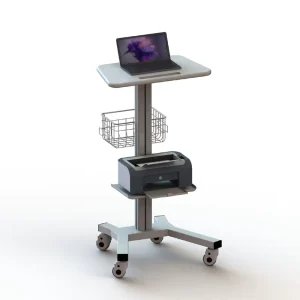 Multifunctional Hospital Trolley Equipment Aluminum Alloy Material Worksurface Integrated Computer Cart