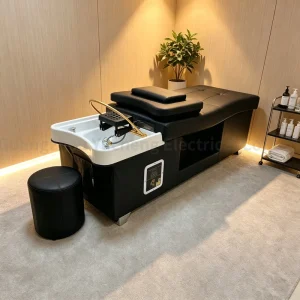 Multifunctional Japanese Head Spa Bed Beauty Center Salon Head Hydrotherapy Thailand Massage Shampoo Bed with Leather Wood Frame