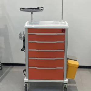 Multifunctional Mobile Medical Nursing Cart Hospital Emergency Trolley with CPR Board and Oxygen Tank Holder