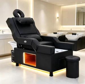 Multifunctional Modern Foldable Massage Table Shampoo Chair 3 Motor Built In Headrest Salon Hair Washing Pedicure