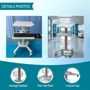 Multifunctional NBRIDGE NBR CT 10 Hospital Computer Trolley ECG Height Adjustable Compact Rolling Design 66LB Load Capacity